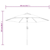 Garden Parasol with LED Lights and Steel Pole 300 cm Azure 47135