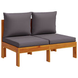 Garden Sofa Armless with Cushions 2-Seater Solid Wood Acacia 367631