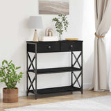 Console Table with Drawer with Shelf Black oak 75 x 28 x 75 cm 863537