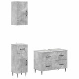 3 Piece Bathroom Cabinet Set HAARLEM Concrete Grey 3417777
