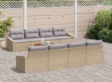 Garden Sofa Set with Cushion 9 pcs Beige Poly Rattan 3347805