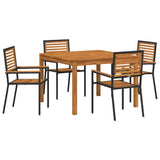 Garden Dining Set 5 pcs Black Solid Acacia Wood 3365532