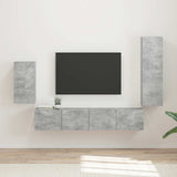 TV Cabinet Set Wall-mounted 4 pcs Concrete Grey Engineered Wood 3409009