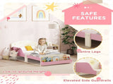 Toddler Bed with Storage, Guardrails, Sun Design, for Ages 3-8 Years, Fits 140 x 70cm Mattress, T3398P553231