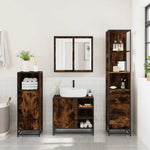 ZNTS 3 Piece Bathroom Furniture Set Smoked Oak Engineered Wood 3301147