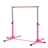 Height Adjustable Gymnastics Horizontal Bar for Kids, Children Junior Kip High Bar Fitness, Pink T3398P347570