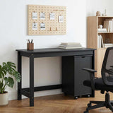 Desk Cabinet Set 2 pcs Black Solid Pine Wood 3438783