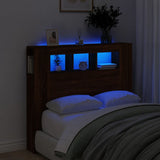 LED Headboard Brown Oak 120x18.5x103.5 cm Engineered Wood 837343
