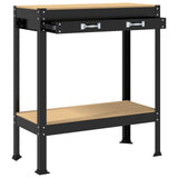 Workbench Black 80 x 40 x 91 cm Engineered Wood and Metal 42020130