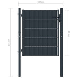 Fence Gate PVC and Steel 100x81 cm Anthracite 145232