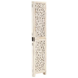 Hand carved 3-Panel Room Divider White 120x165 cm Solid Mango Wood 285336