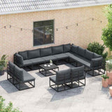 Garden Sofa Set with Cushion 13 pcs Black Aluminium 3378929
