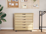 Rolling Cabinet with Drawers MOSS Clear Varnish Solid Pine wood 42032401