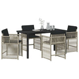 Garden Dining Set 5 pcs Light Grey Poly Rattan 3380790