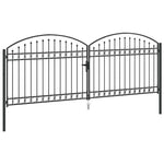 Fence gate with Lock Grey 400 x 150 cm Steel 42008943