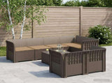 7-Seater Garden Sofa with Cushions Rattan Look PP Light Grey 3444156