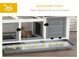 Wooden Rabbit Hutch, Guinea Pig Cage, with Removable Tray, Wheels - Grey T3398P350083