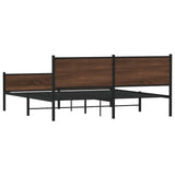 Metal Bed Frame without Mattress Brown Oak 160x200 cm 3301414