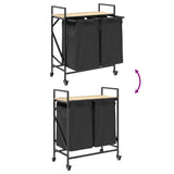 Laundry Basket 2 Compartments with Wheels Sonoma Oak 859096