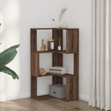Corner Bookcase 3-Tier Brown Oak 50x50x102 cm Engineered Wood 852597