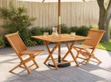 3 Piece Folding Garden Bistro Set Natural Solid Teak Wood 3434109