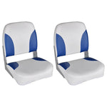 Boat Seats 2 pcs Foldable Backrest Blue-white Pillow 41x36x48cm 279103