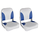 Boat Seats 2 pcs Foldable Backrest Blue-white Pillow 41x36x48cm 279103