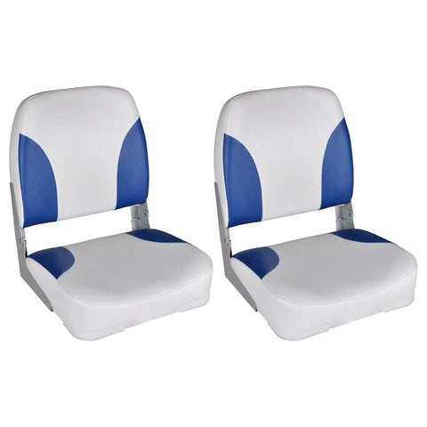 Boat Seats 2 pcs Foldable Backrest Blue-white Pillow 41x36x48cm 279103