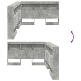 Storage Headboard Concrete Grey 120 cm Engineered Wood 3335480