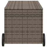 Garden Storage Box with Wheels Grey 190L Poly Rattan 365326