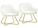Set of Two Sherpa Fleece Dining Chairs - Cream T3398P340997