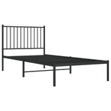 Metal Bed Frame without Mattress with Headboard Black 90x200cm 350857