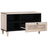 TV Cabinet Bleached White 80 x 33 x 46 cm Solid Mango Wood 4018133