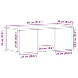 TV Cabinet with Drawer Black Oak 80x34x30 cm Engineered Wood 862484