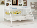 White metal bunk bed with bunk beds, suitable for adults and children, equipped with ladder safety W3987P434158