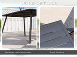 Rectangle Garden Table with Slat Top, Steel Frame, Outdoor Table for 6 Person, 150 x 80 x 74 cm, T3398P377593