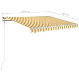 3069903 Manual Retractable Awning with LED 3x2,5 m Yellow and White