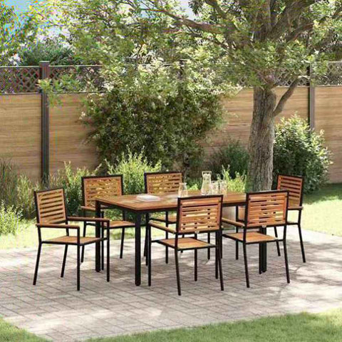 Garden Dining Set 7 pcs Black Poly Rattan 3365499