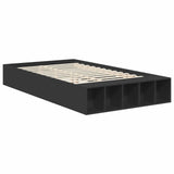 Bed Frame with Shelf Manual Black 120 x 190 cm Engineered Wood 3408383