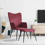 Relaxing Chair with a Stool Wine Red Fabric 327960