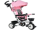 Metal Frame 6 in 1 Baby Push Tricycle with Parent Handle for 1-5 Years Old, Pink T3398P378960