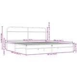 Metal Bed Frame without Mattress Brown Oak 180x200 cm Super King 3318699