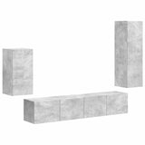 TV Cabinet Set Wall-mounted 4 pcs Concrete Grey Engineered Wood 3409009