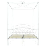 Bed Frame without Mattress with Canopy White 140x200 cm Metal 284471