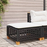 Garden Stool with Cushion Black 63.5x56x32 cm Poly Rattan 365932