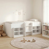 Loft Bed Frame with Cabinet 3 pcs White Engineered Wood 3423422