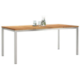 Dining Table 180x90x75 cm Solid Teak Wood and Stainless Steel 42006190