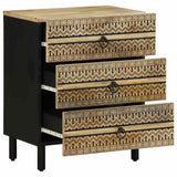 Bed Cabinet Black 50x33x62 cm Solid Rough Wood Mango 4018637