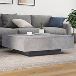 ZNTS Coffee Table with LED Lights Concrete Grey 100x100x31 cm 836605