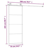 Sliding Door with Hardware Set 76x205 cm ESG Glass&Aluminium 3152146
